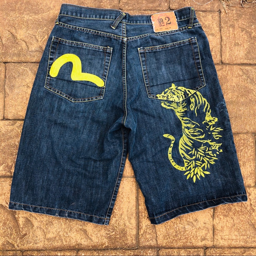 Evisu Jean “Tiger Print” Shorts